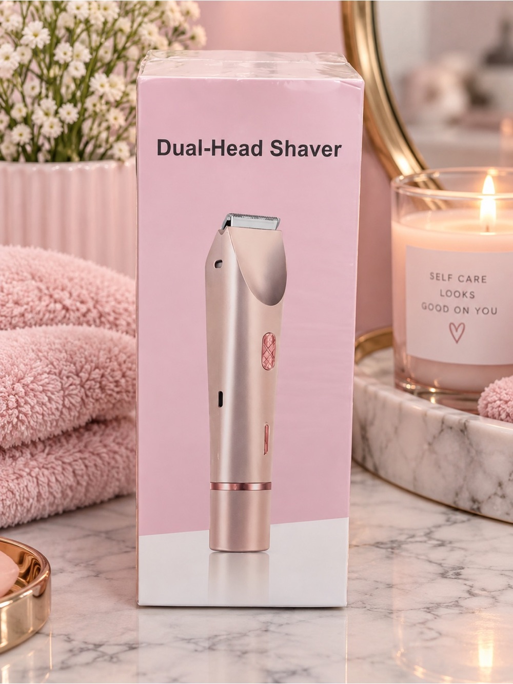 ✨ NWT Dual-Head Shaver – Pink/Rose Gold | Waterproof | Rechargeable | USB-C